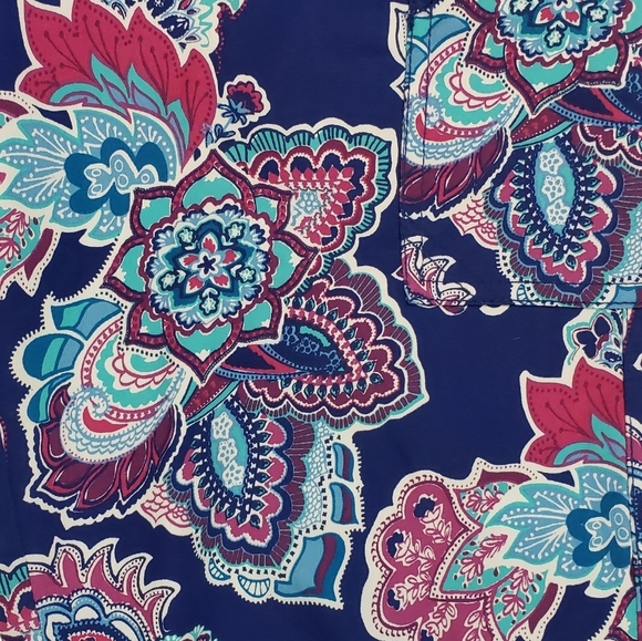 Chicos Luxe Floral Paisley Print Utility Cropped Pants Sz 1 US 8 Medium Stretchy - Picture 12 of 16